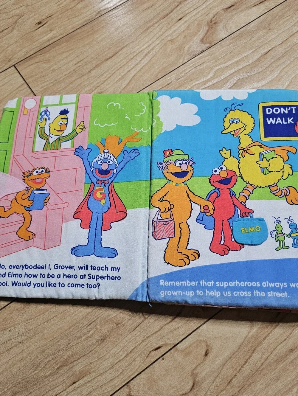 90s Sesame Street SoftPlay Elmo Peek-A-Boo & Grover Super School VTG Cloth Books